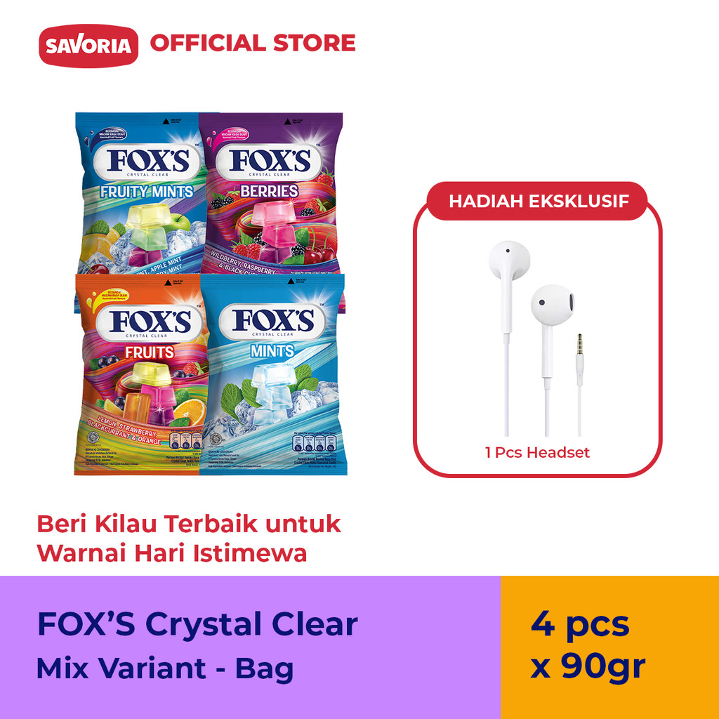 

FOX'S Mix Variants Bag 4 Pcs x 90g + Gratis Headset