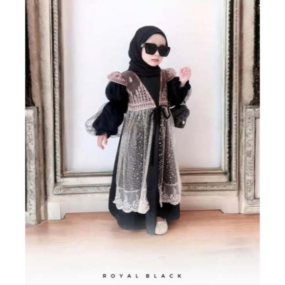 FHJ75 Arumi Kids Gamis Anak Brokat Set Hijab Gamis Pesta Muslim Anak Lucu Model Terbaru Lebaran Pere