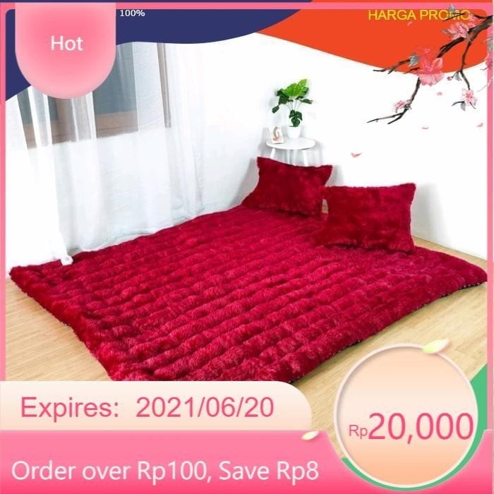 PROMO kasur lantai gender / kasur lantai bulu (BACA DESKRIPSI)/ kasur lantai - Merah kualitas tebal