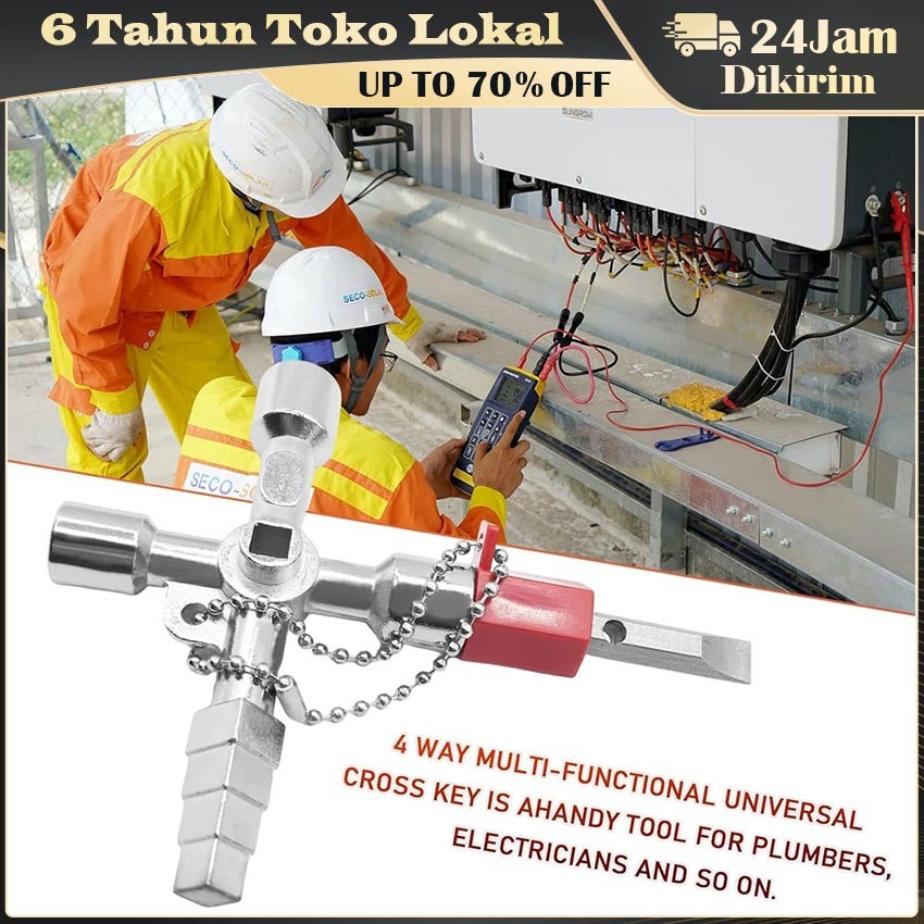 Kunci Kepala Bor 4 Way Universal / Multifungsi Drill Chuck Key / Pembuka Mata Bor 4 Cabang untuk Mes