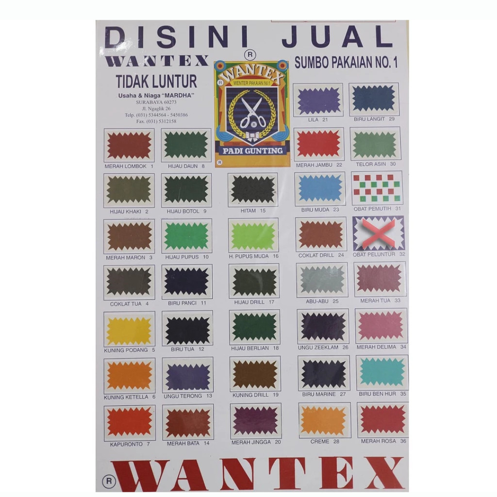 Wantex Pewarna Pakaian/Kain Wenter No. 1 Tidak Luntur Original