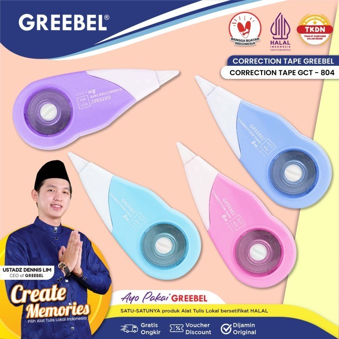 

Greebel Correction Tape GCT-804 - Stipo Kertas 8MX5MM - Stipo Kertas Greebel