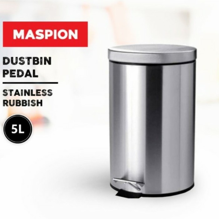 TEMPAT SAMPAH INJAK STAINLESS/TONG SAMPAH INJAK/MASPION DUSTBIN PEDAL miyokaid