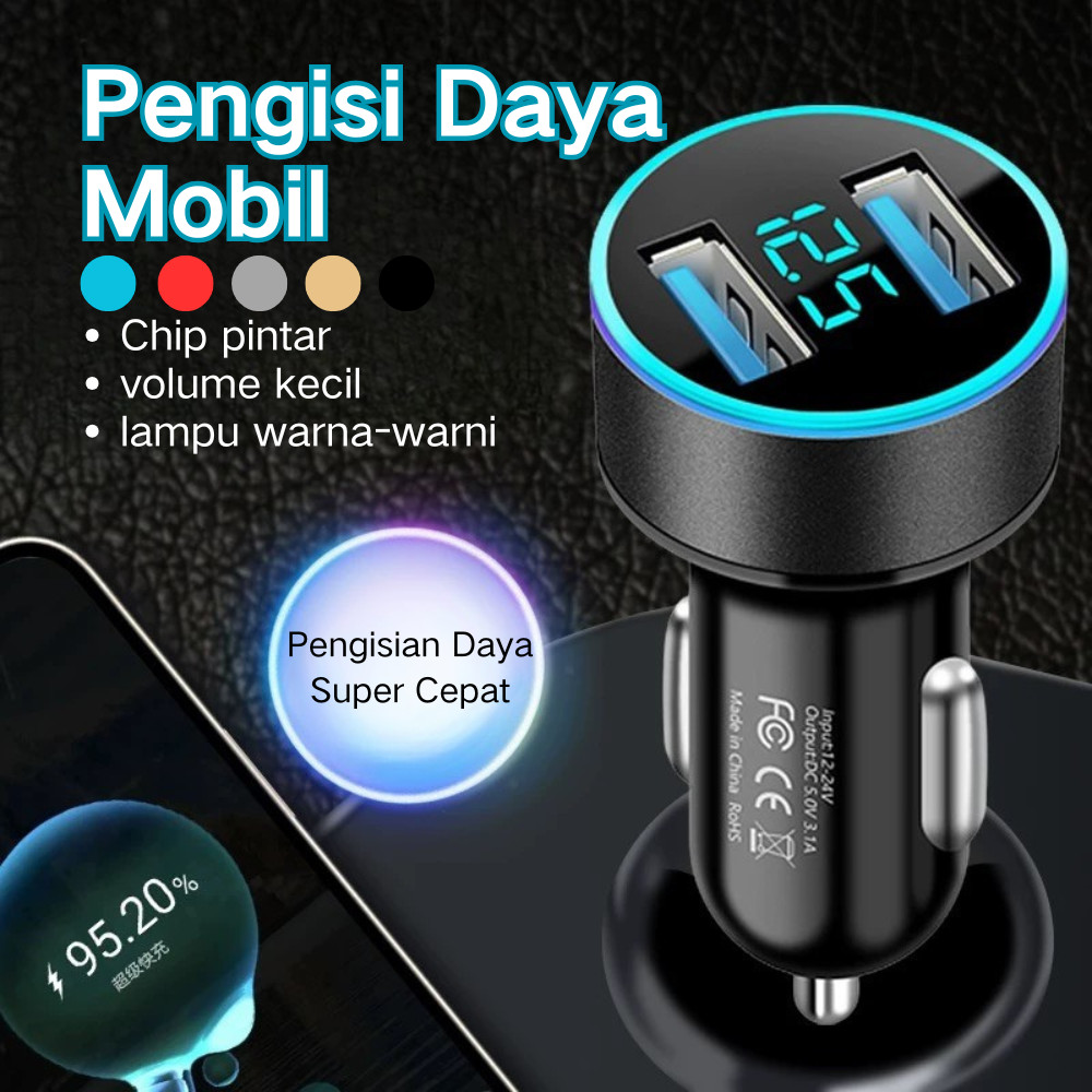 Charger Mobil Fast Quick 2 Ports USB Adapter pengisian daya Mobil Cepat Charger Mobil