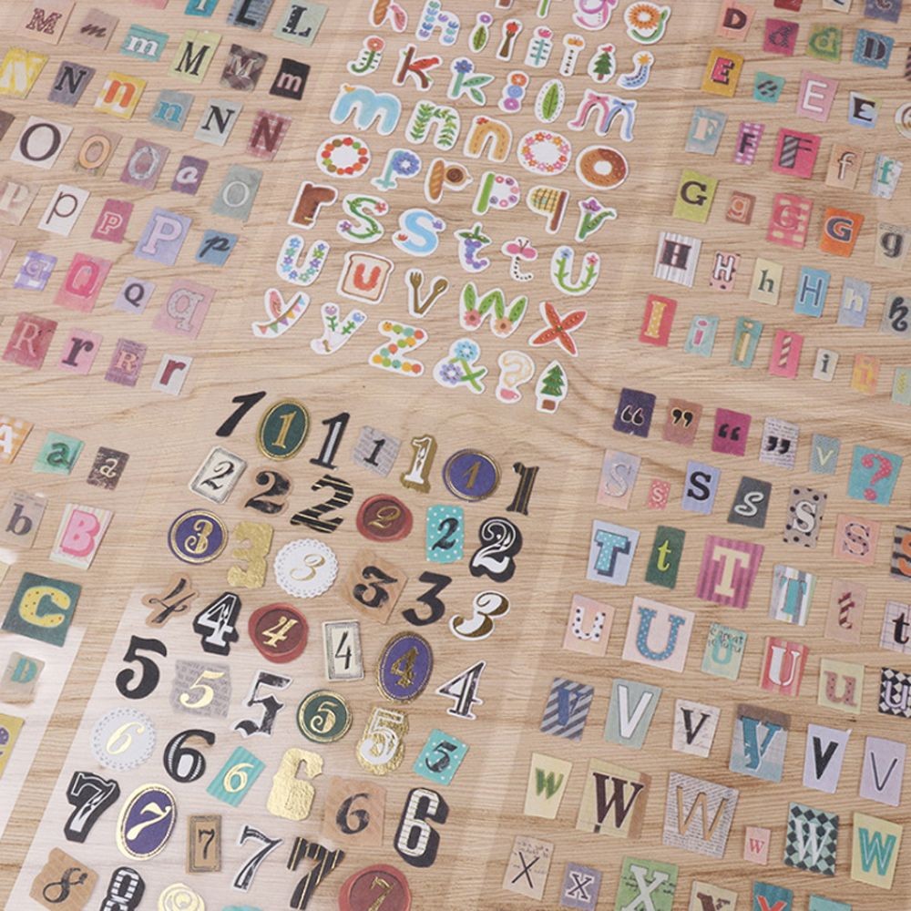 

6 sheets/lot English Alphabet Number Retro Sticker Album Diary Decoration DIY Decorative Stickers Handmade Stickers Scrapbooking