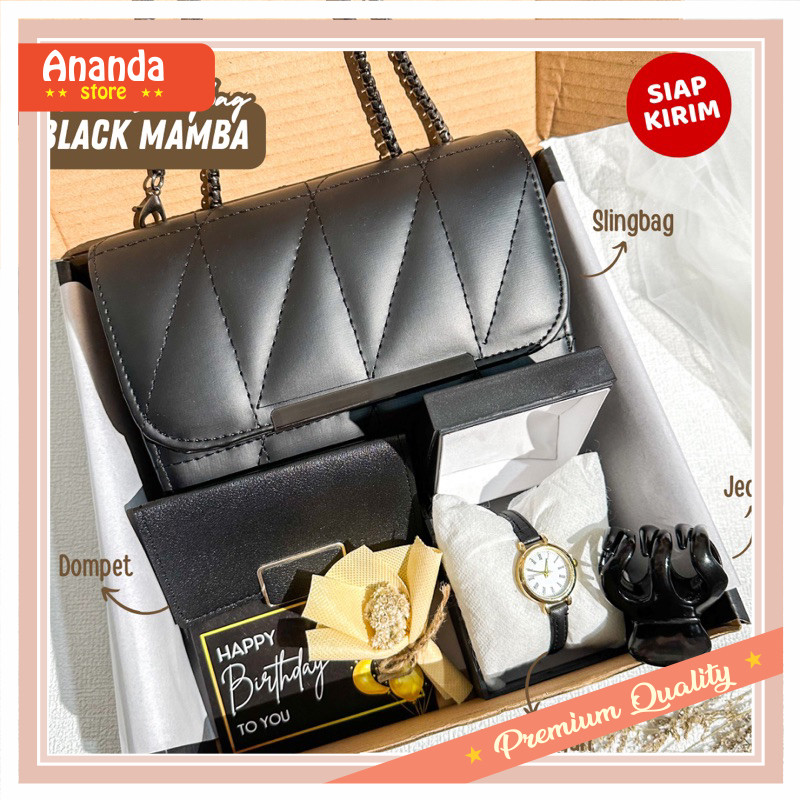 Hampers murah Keren Promo Diskon /  - Kado Cewek Mamba Black Edition | Gift Box Slingbag | Hampers U