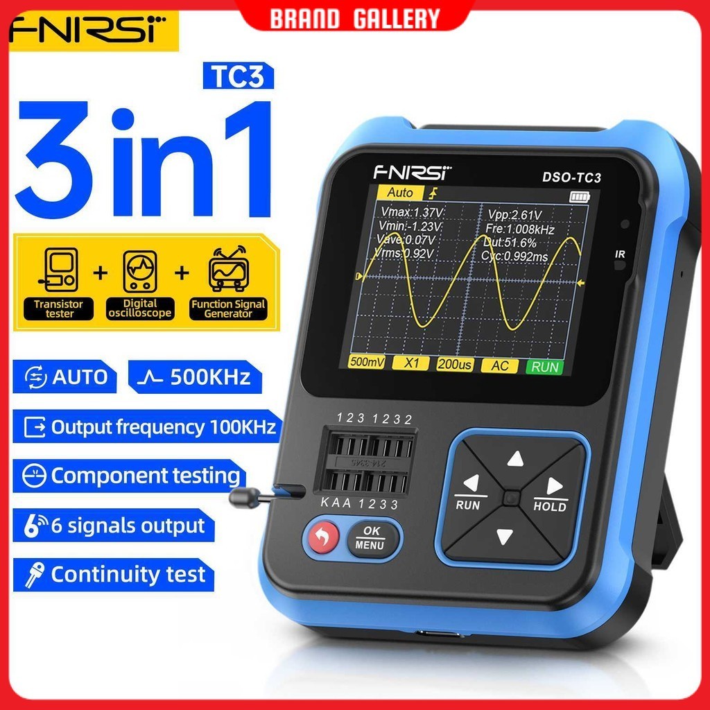FNIRSI Digital Oscilloscope Transistor Tester 3 in 1 Handheld - DSO-TC3