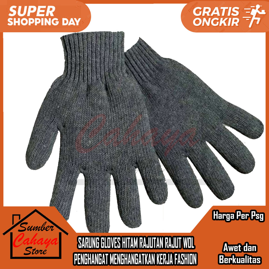 Gloves Glove Sarung Tangan Sarong Warna Black Color Hitam Berkebun Pelindung Kulit Jari Api Panas Di