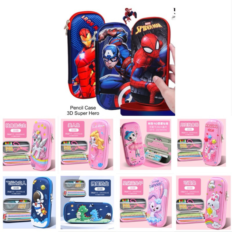 

Kotak Pensil Anak Eva 3D Timbul Super Hero Marvel Spiderman Iron Man Captain America Disney Pencil Case Box 4D Kartun Souvenir Gift cocok buat Hadiah Ultah Ulang Tahun