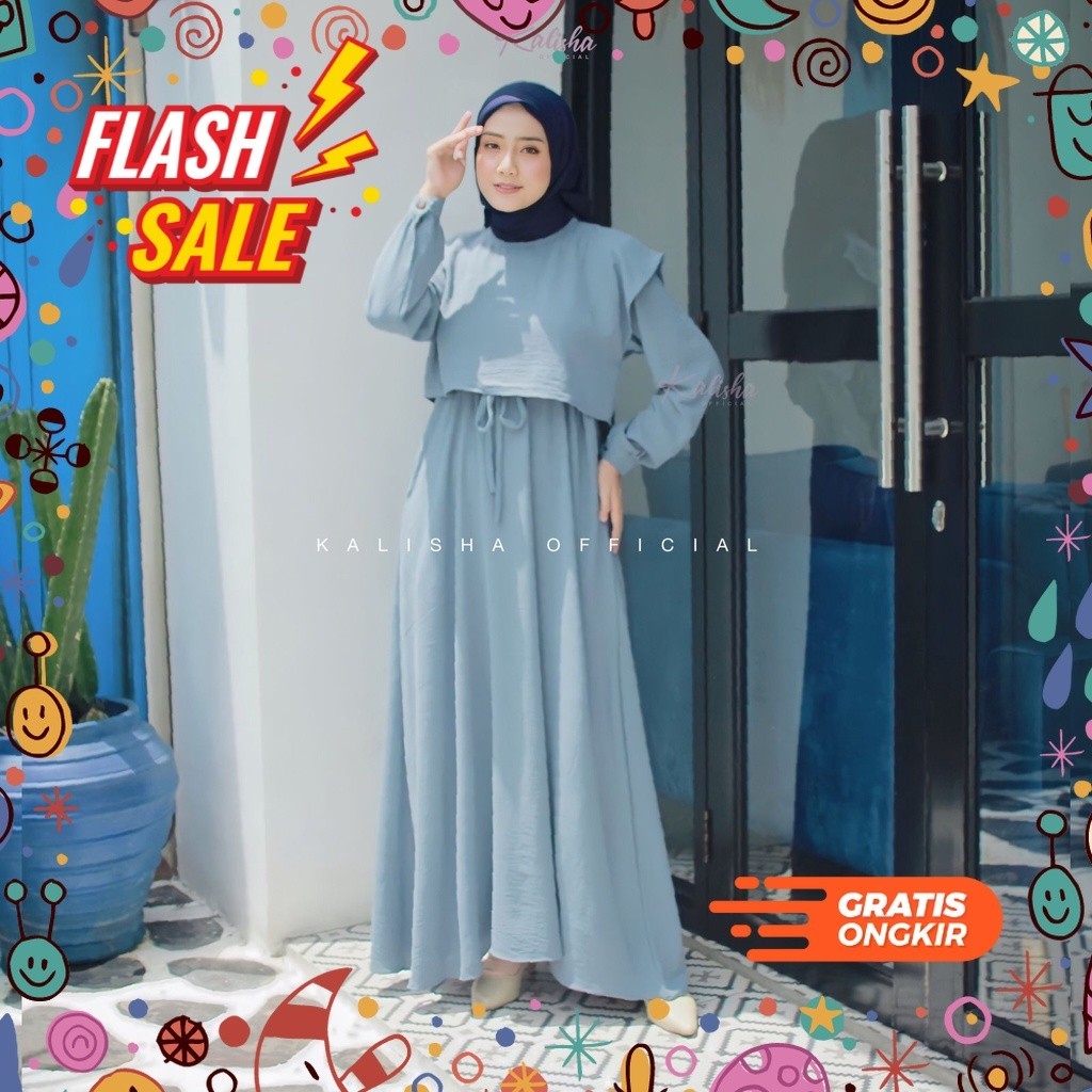 MEGASALE / Gamis Wanita Dress Nadira Terbaru Crinkle Airflow Premium Terlaris Wudhu Friendly Gamis R