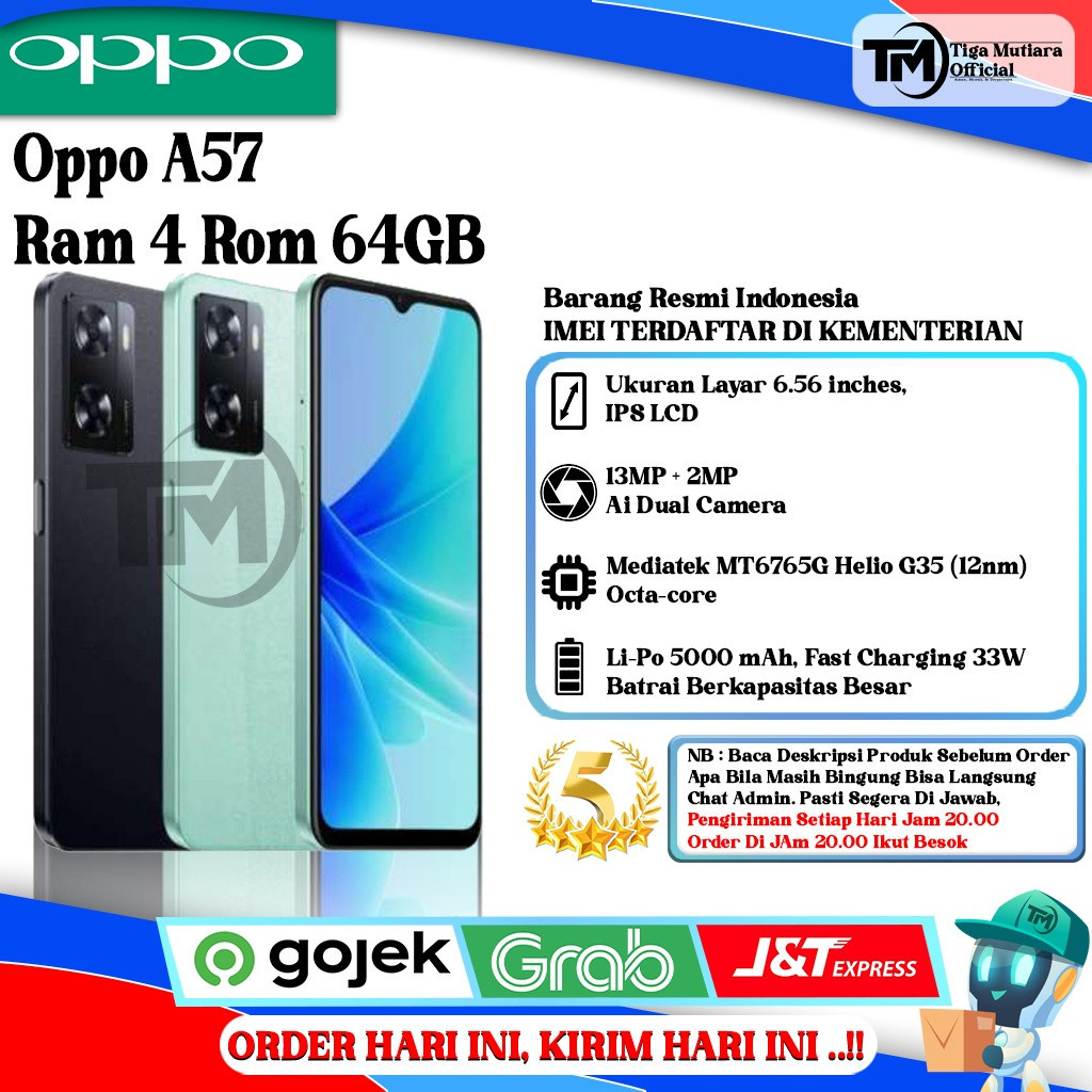 Oppo A57 Ram 4 Rom 64GB | 128GB Segel Original & Bergaransi Resmi