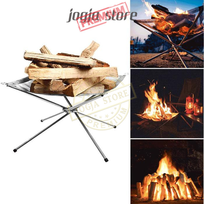 Stand Api Unggun Stainless Portable Glodpuppe Tempat Kayu Api Unggun