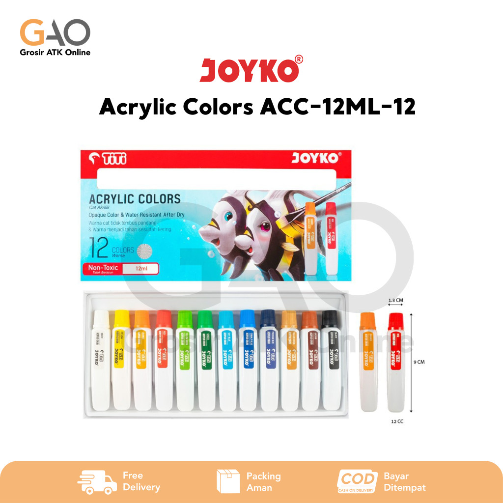 

Acrylic Colors Cat Akrilik Joyko 12 Warna ACC-12ML-12