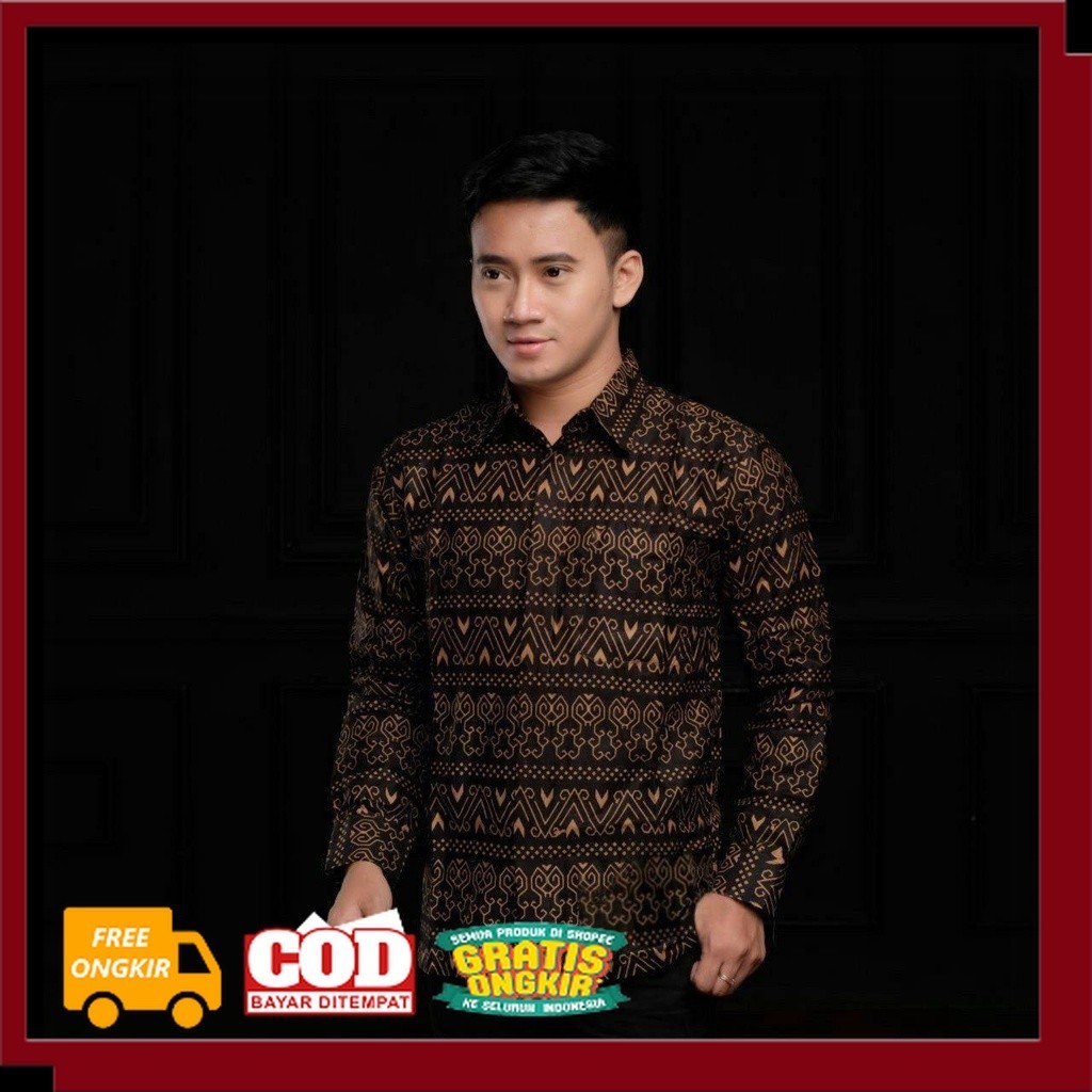 Kemeja Batik Anak Laki-Laki Lengan Panjang Batik Ayah dan Anak Cowok warna Coklat Mocca Motif Smut//