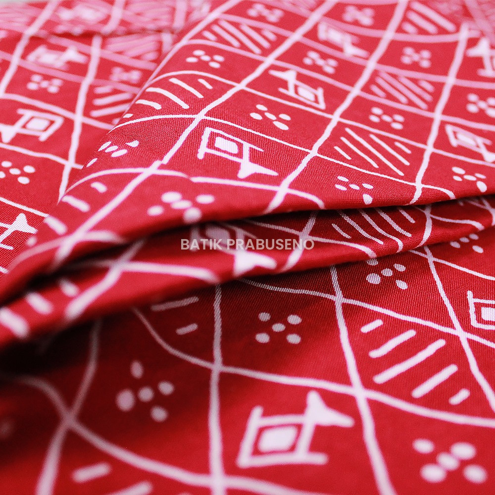 Batik Prabuseno Kain Batik Print  Ikan Kecil Merah Seri Kalanata Meteran Premium  Kekinian Aesthetic