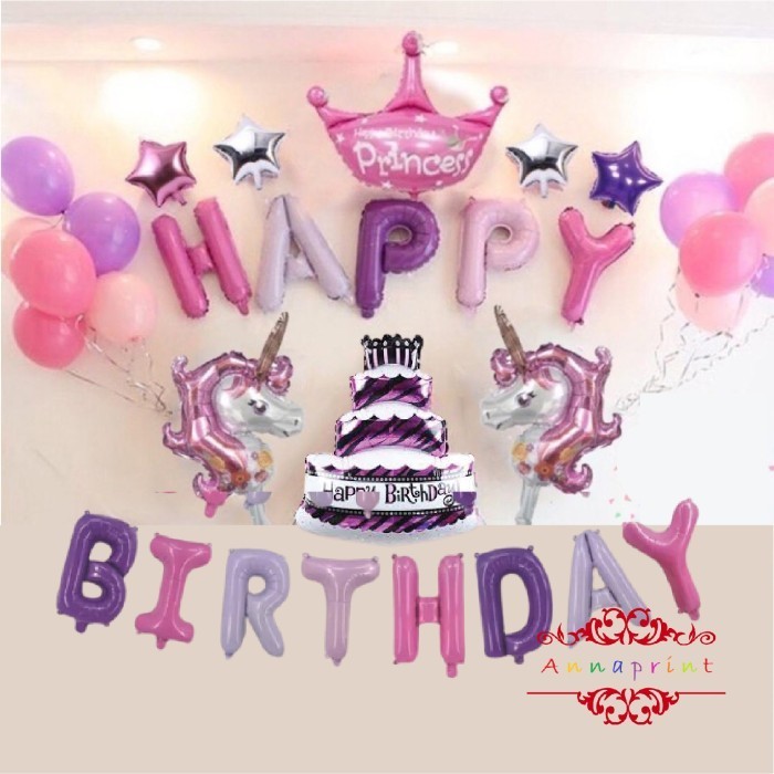 Paket balon set ulang tahun anak unicorn pony birthday pesta dekorasi