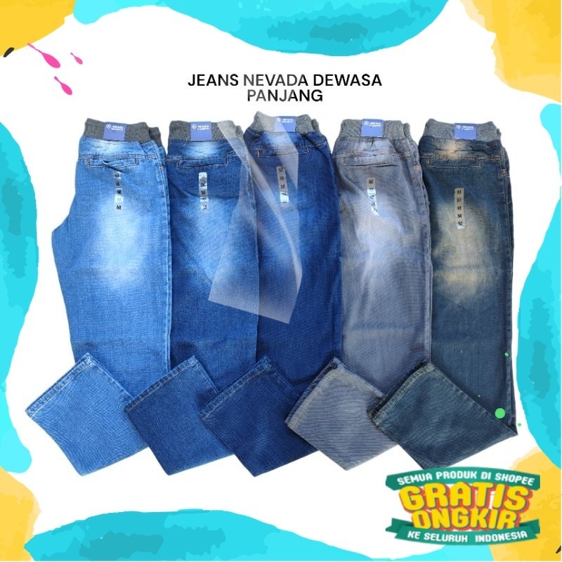 CELANA PANJANG JEANS NEVADA DEWASA COWOK [ PINGGANG KARET ]/ Gemoy