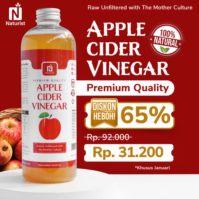 

CUKA APEL ORGANIK WITH THE MOTHER | APPLE CIDER VINEGAR | MINUMAN DIET - 500 ml