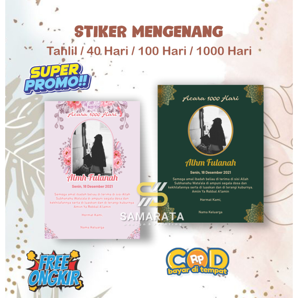 

Stiker Mengenang Wafat Tahlil 40 Hari Stiker Wafat 100 Hari Stiker Mengenang 1 Tahunan Mendak