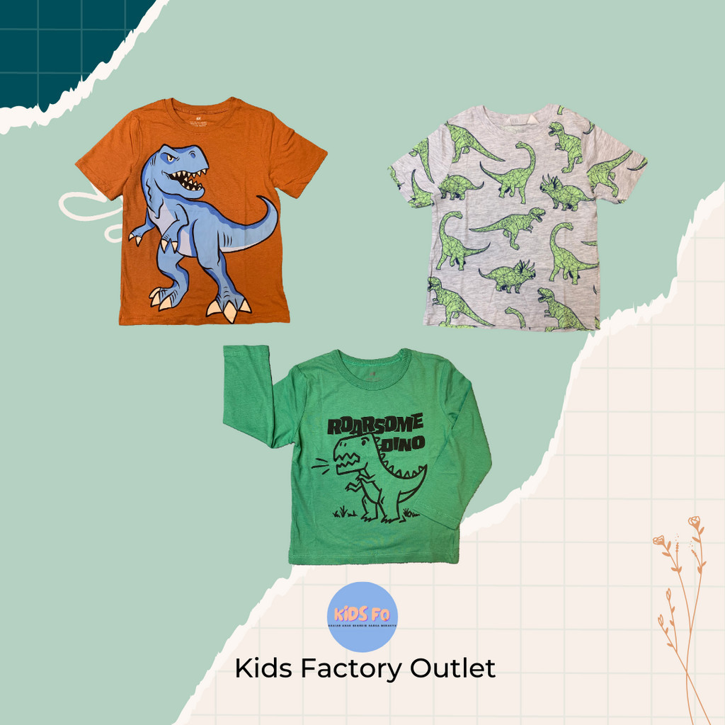 KIDS FACTORY OUTLET - KAOS ANAK MOTIF DINO HM - BRAND ORIGINAL