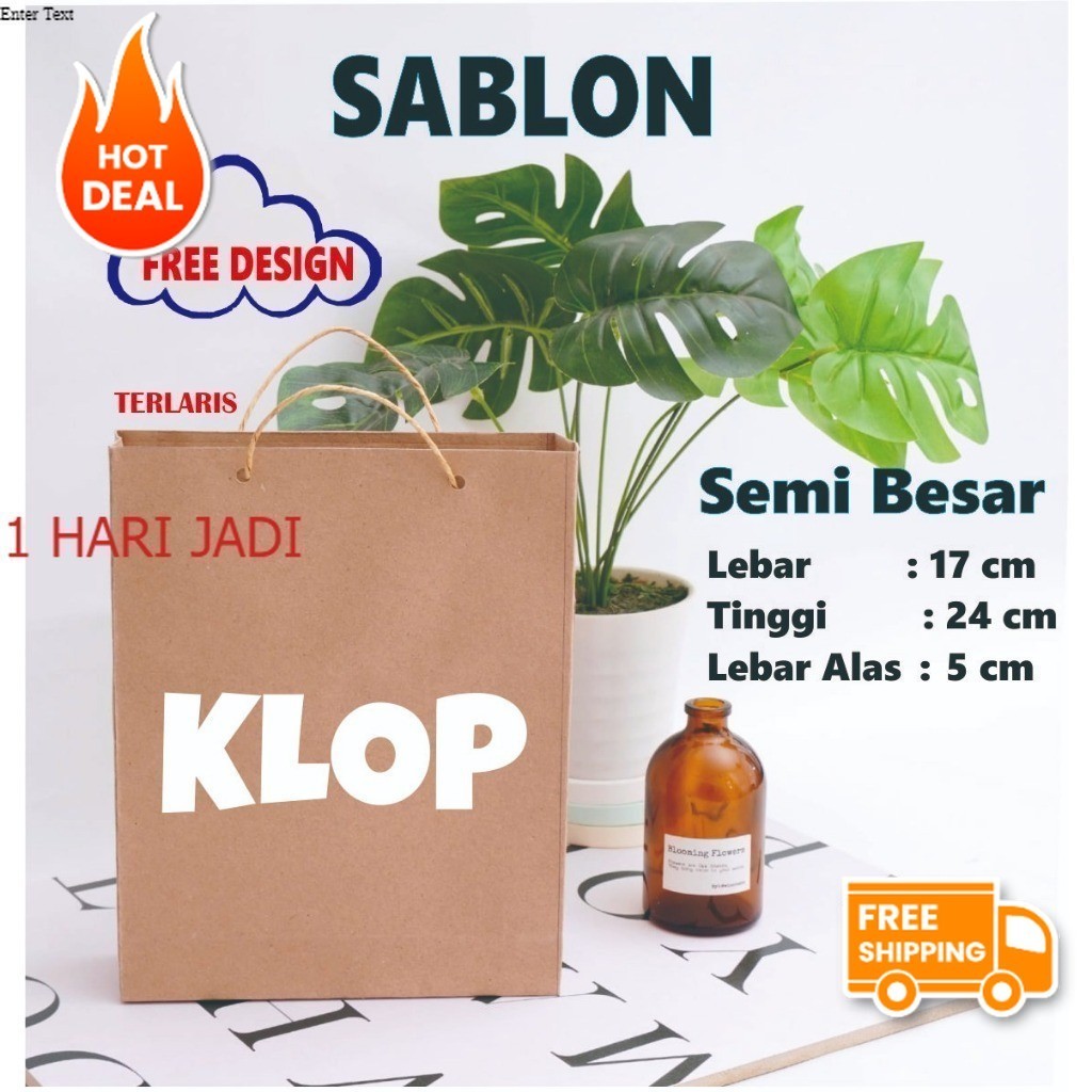 

[ECER] PAPER BAG SABLON SEMI BESAR - PAPERBAG SABLON UKURAN 17 X 24 X 5 - TAS KERTAS SABLON JUMBO - TAS KERTAS GIFT - TAS KERTAS KADO