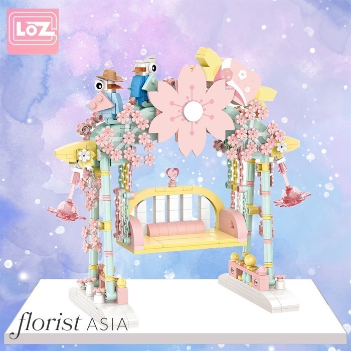 Lego Bunga Balok Susun Mainan Edukasi Anak Sakura Princess Swing LOZ Mini Nano Bricks Mini Building 