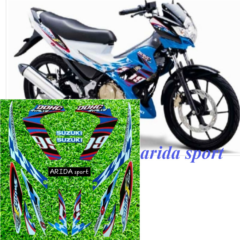 Striping stiker  Suzuki Satria F150 fu f 150 fu 99 biru putih tahun 2012 motif original