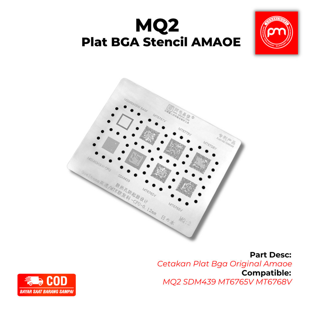Cetakan Plat Bga Stencil MQ2 SDM439 MT6765V MT6768V Original Amaoe