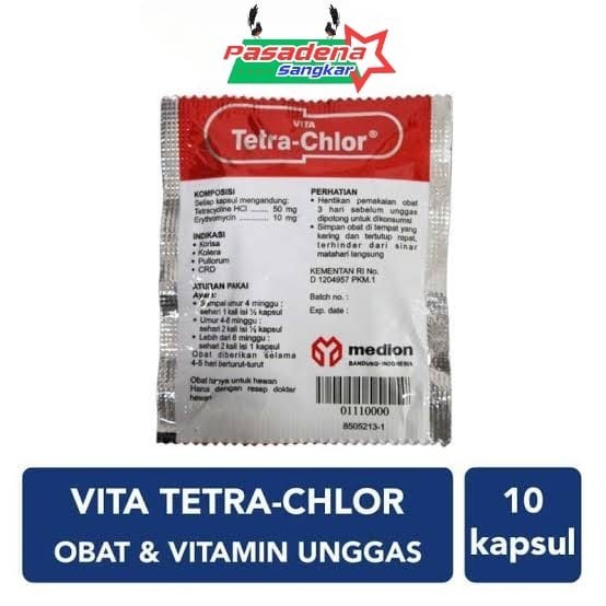 Vita Tetra Chlor Obat Ayam Burung Bebek 10 Kapsul