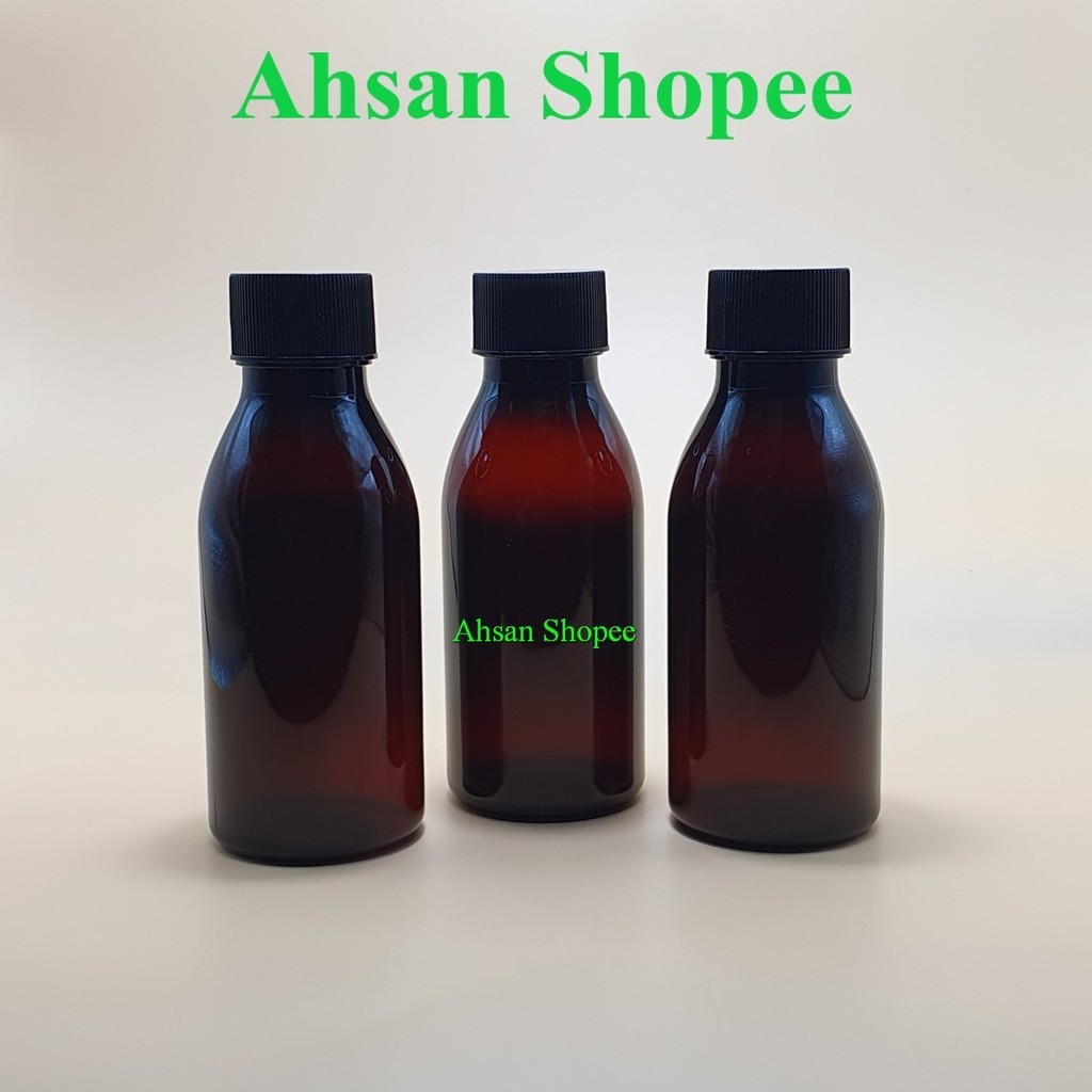 Botol Sirup Obat 100 Ml Coklat Pet Tutup Ulir / Botol Plastik / Botol Pet Food / Botol Sirup Obat / 