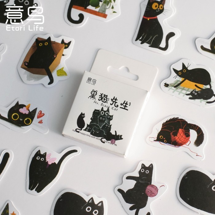 

Sticker Kucing BLACK CAT Isi 46 Lembar Deco Stiker Lucu Journal DIY Cartoon