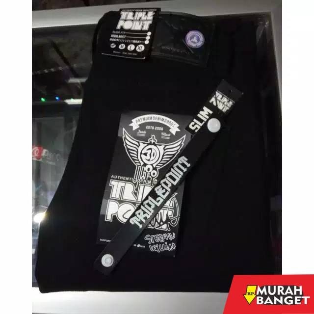 Celana Denim Pria Terbaru- Celana jeans pria slimfit /original triple point100%original warna hitam 