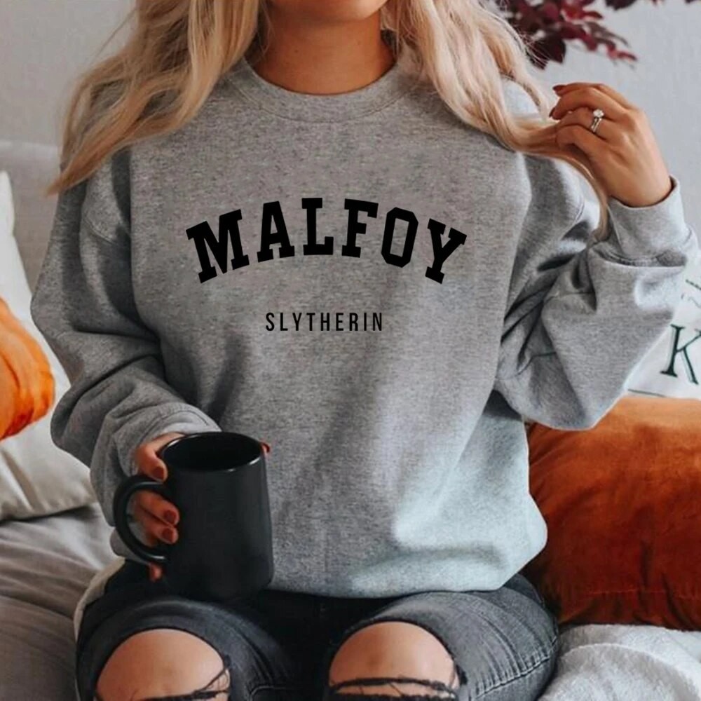 Malfoy Wizard House Sweatshirt Draco Malfoy Woman Crewneck Sweatshirts Slytherin Hoodie Harajuku Pul
