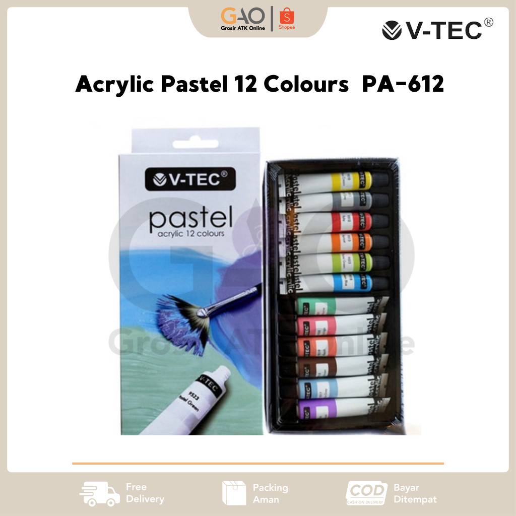 

Acrylic Pastel 12 Colours V-Tec Cat Akrilik12 Warna Pastel V-tec PA-612