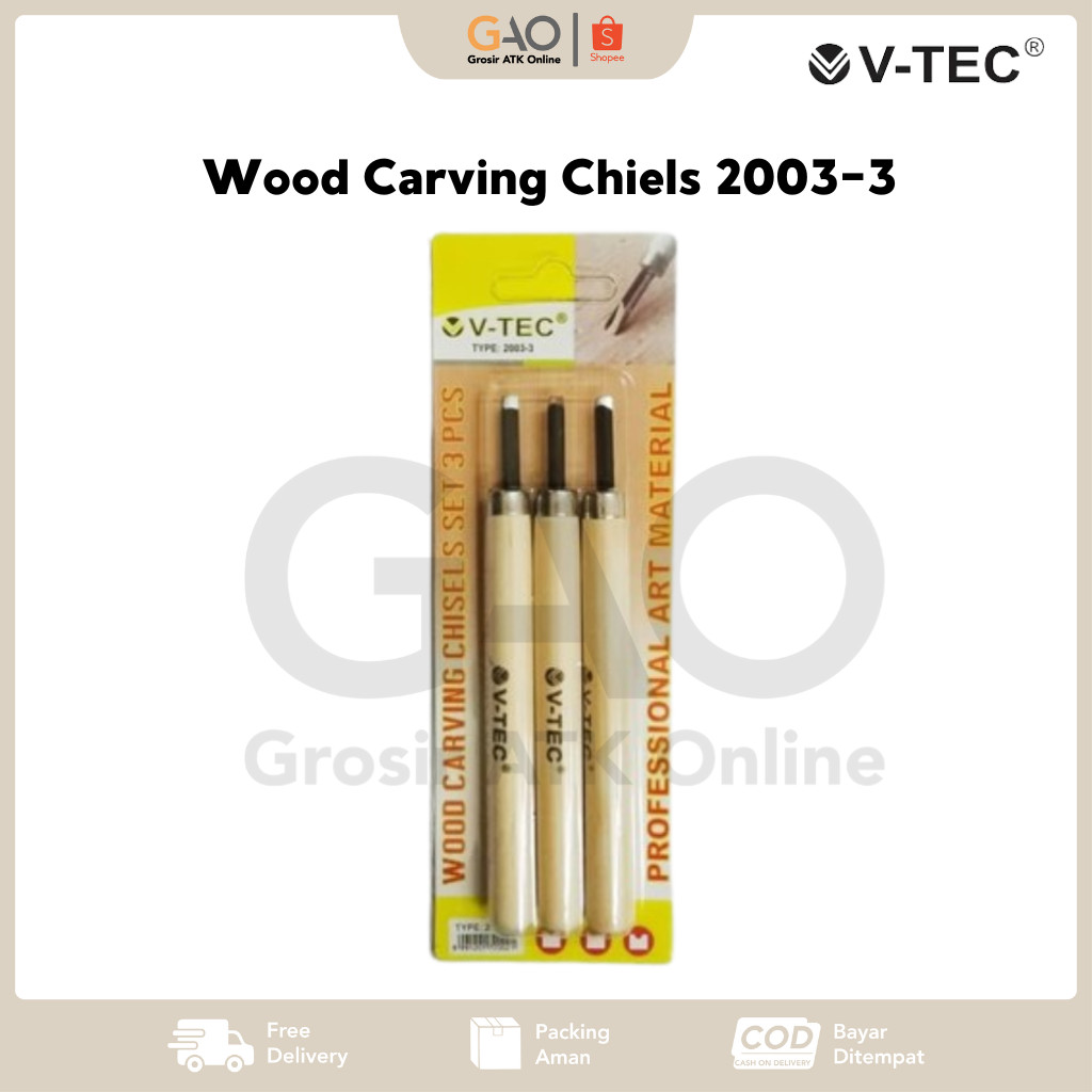 

Wood Carving Chiels Pahat Ukir Kayu Set 3 Pcs V-Tec 2003-3