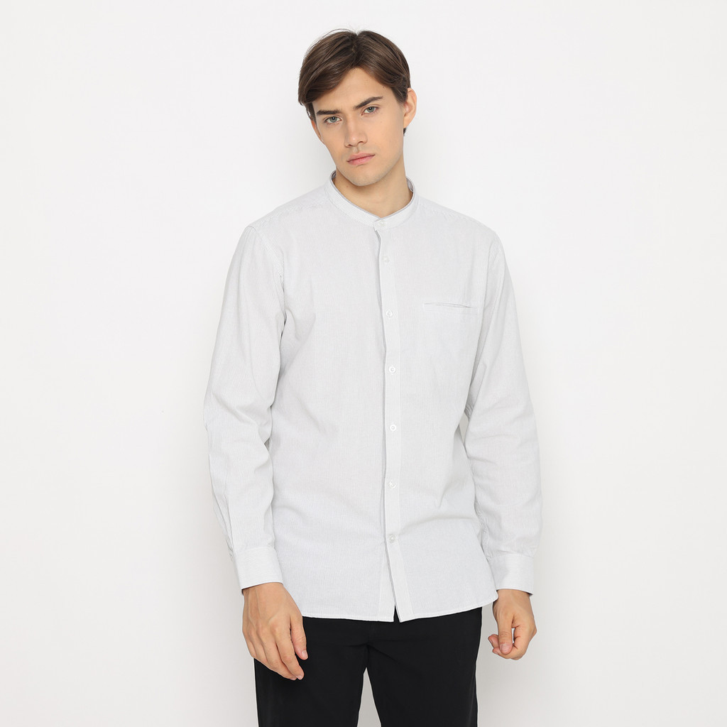 izzue Kemeja Koko Lengan Panjang Osfol Salur - Cream