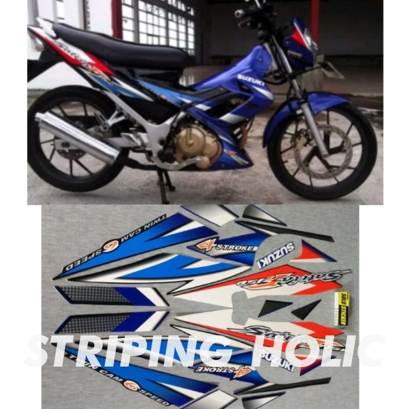 STIKER STRIPING SATRIA  FU  2005 2006 BIRU ENGKEL THAILAND