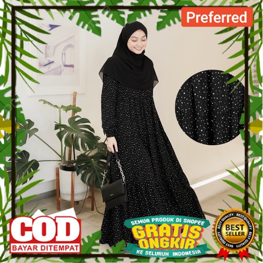 Le Khari Zamora Dress Bahan Rayon Viscose Gamis Homedress Busui Size S - XL// BAJU MUSLIM RAMADHAN 2