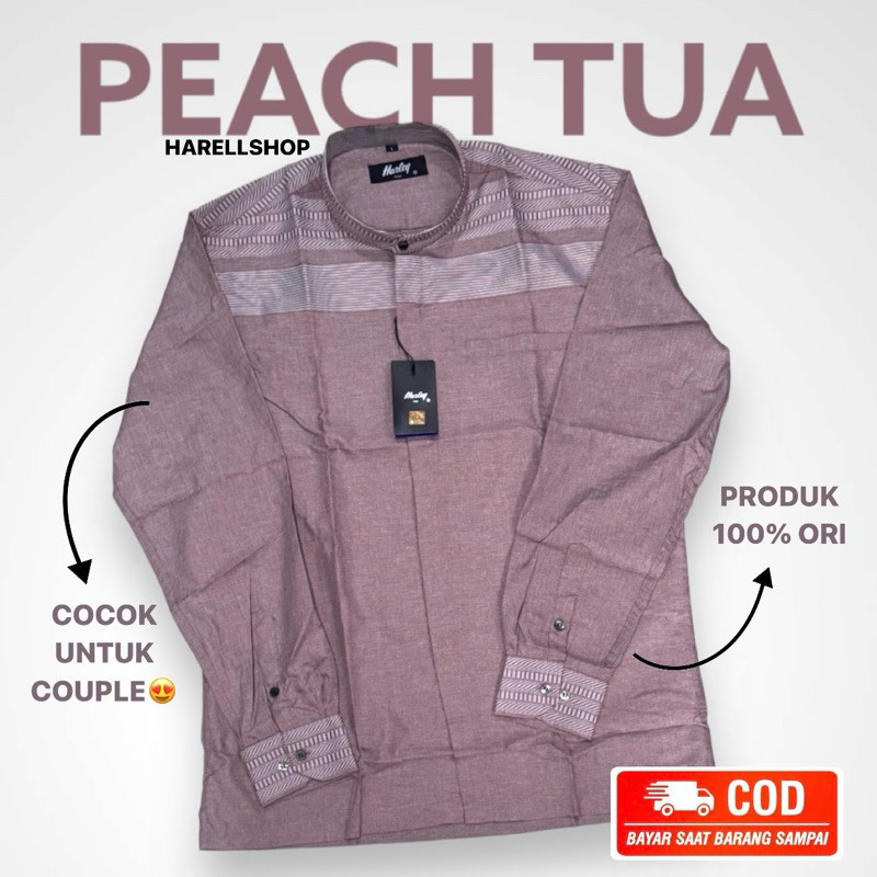 Kemko / Kemeja koko Harley lengan panjang warna PEACH TUA PINK