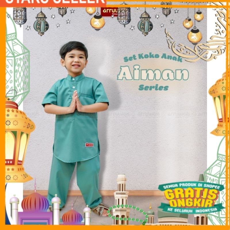 set kurta koko katun toyobo anak arruwais/ Pink Dusty Fanta Merah muda