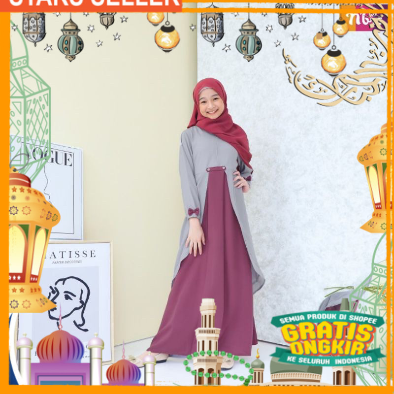 SALE GAMIS NIBRAS NGCA 003 LIGHT GREY| KOKO ANAK DISKON/ Pink Dusty Fanta Merah muda