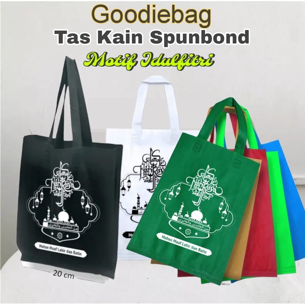 

Lusinan Tas kain Spunbond Motif Lebaran Idul Fitri Goodie Bag Ukuran 20x26x8 cm Muat 6 kilogram Sembako Hantaran , Wadah Sayuran , Bingkisan THR , Parcel , Toples kue , Sirup , Kaleng Biskuit , Mika Bento , Thinwall , Astor , Snack , Totebag Kantong Kain