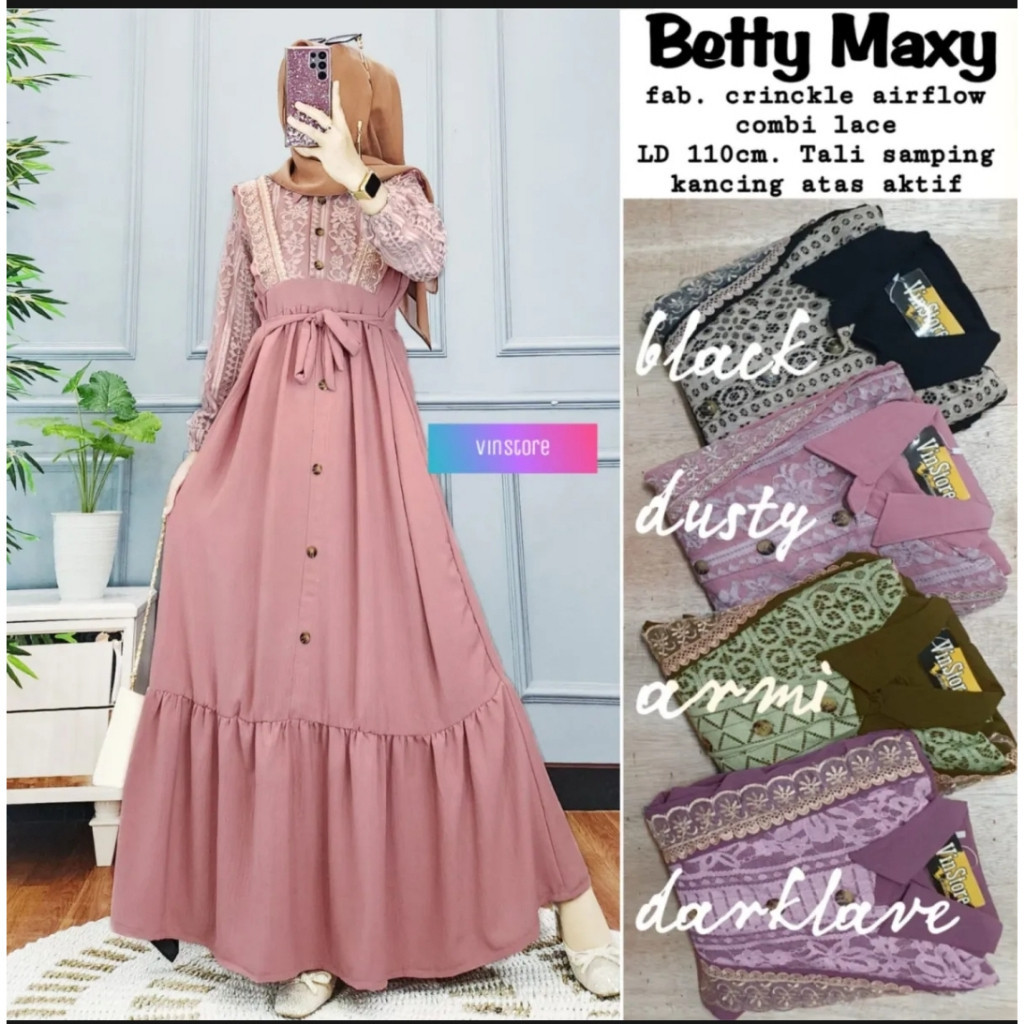 Gamis Betty Mix Brukat Rempel Dada