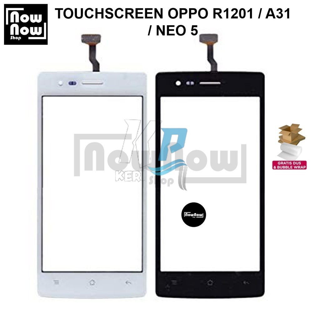 TOUCHSCREEN TS LAYAR SENTUH TC OPPO R1201 A31 NEO 5 A31W TOUCH SCREEN KACA LCD KACA LAYAR DEPAN