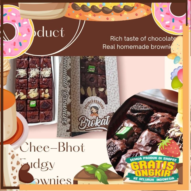 

Chee-Bhot Fudgy Brownies panggang Sekat ukuran 30x10 (berat 500gr) isi 30 pcs/ King J Snack