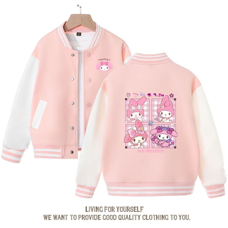 Jaket Varsity Baseball Anak Perempuan Custom Sablon Nama Warna Pink Putih Premium Import Korea