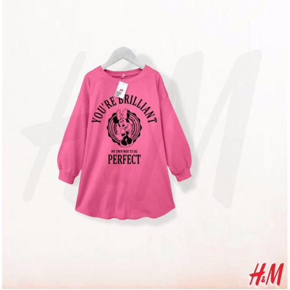 BAJU DRESS H&M PINK MINNIE MOUSE BRILLIANT PERFECT ANAK PEREMPUAN