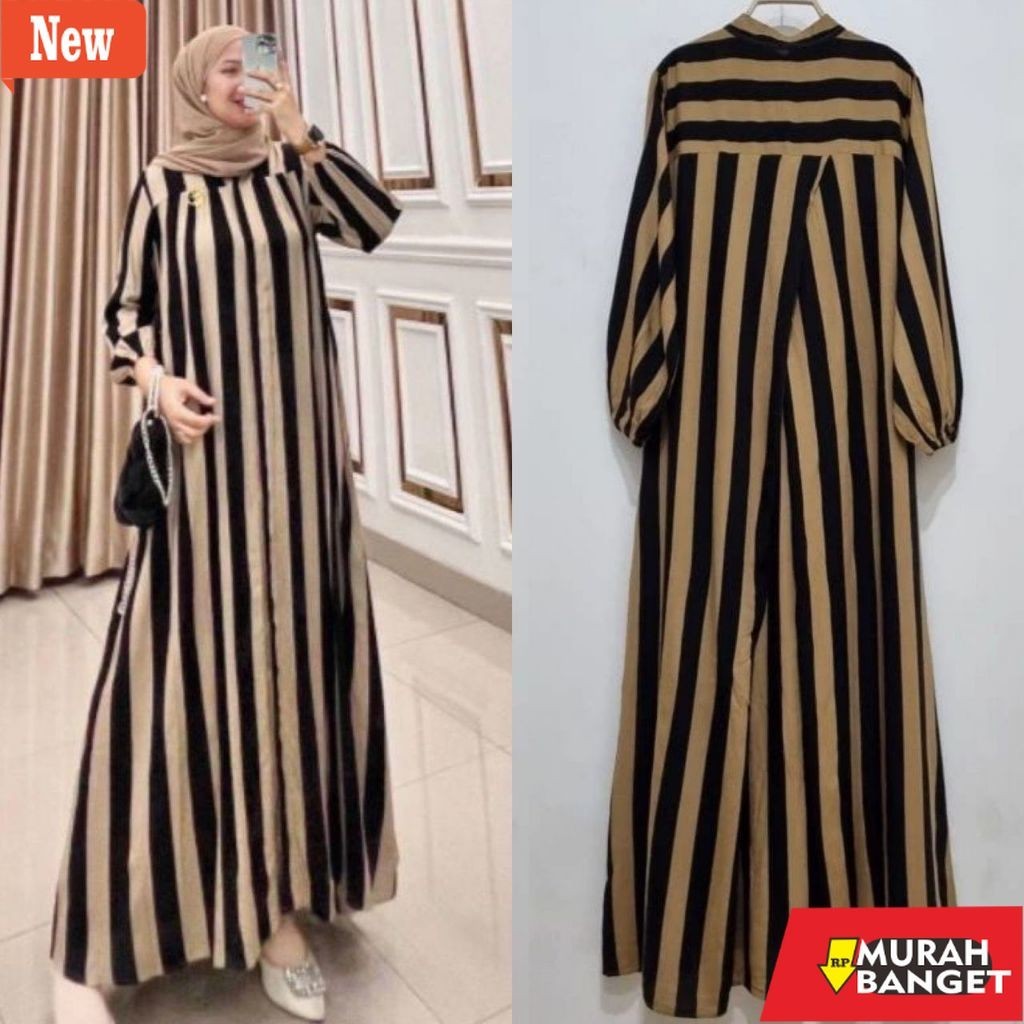 Gamis wanita untuk lebaran- ATIYA DRESS / GAMIS RAYON KOMBINASI / GAMIS RAYON MOTIF SALUR
