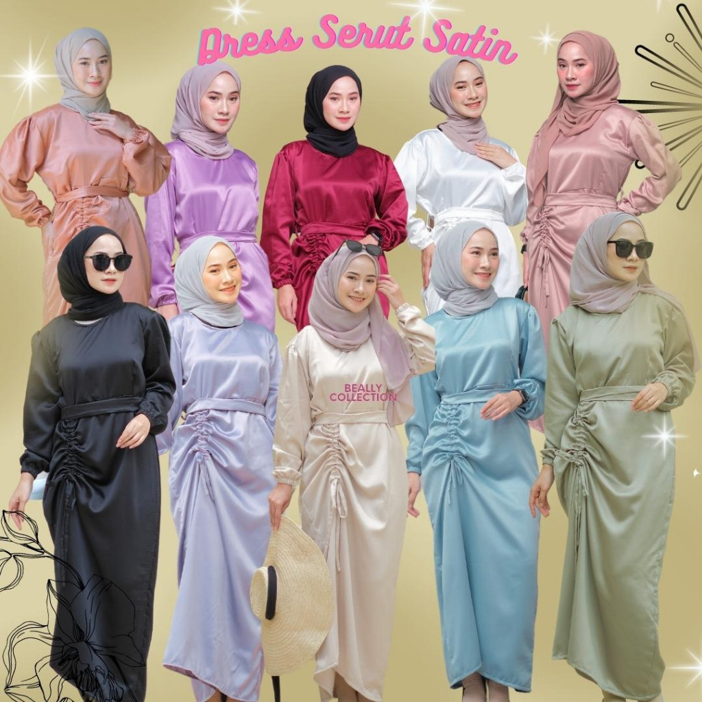 GAMIS WANITA UNTUK LEBARAN- DRESS SERUT SATIN | GAMIS SERUT ABELIA DRESS | BAJU KONDANGAN BRIDESMAID