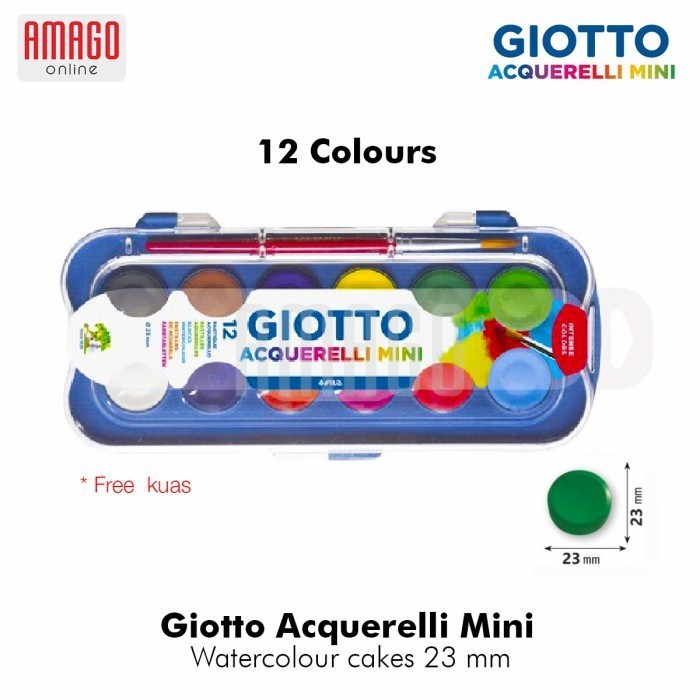 

GIOTTO Acquerelli Mini - Watercolour Cakes Blok Cat Air Poster - Paket 12 warna - Ø 23 mm - 352300